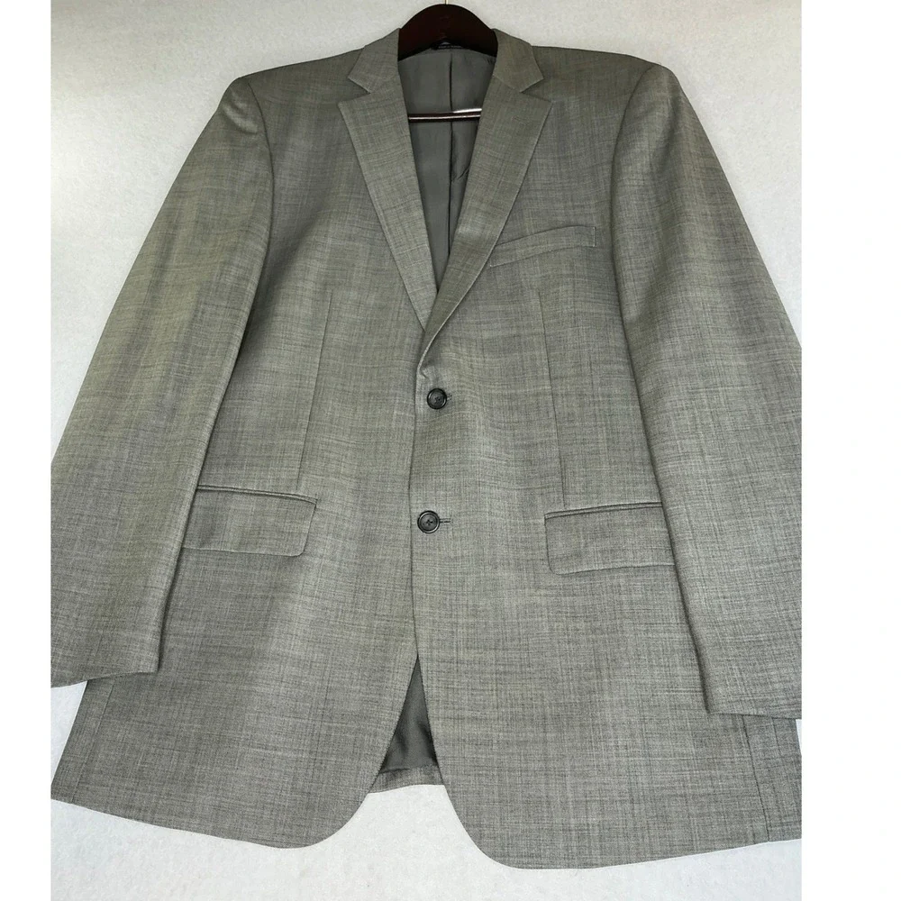 Pronto‎ Uomo Suit Jacket Mens 43 Long Grey 100% Wool 2-Button Blazer BC174216